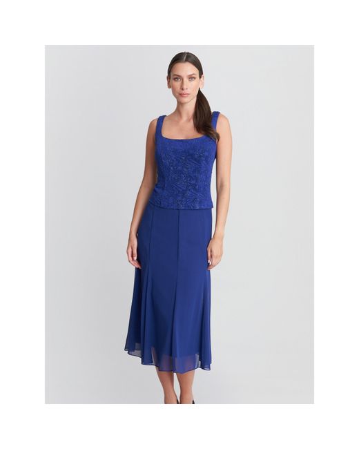 Gina Bacconi Blue Tillie Glitter Tank And Chiffon Skirt