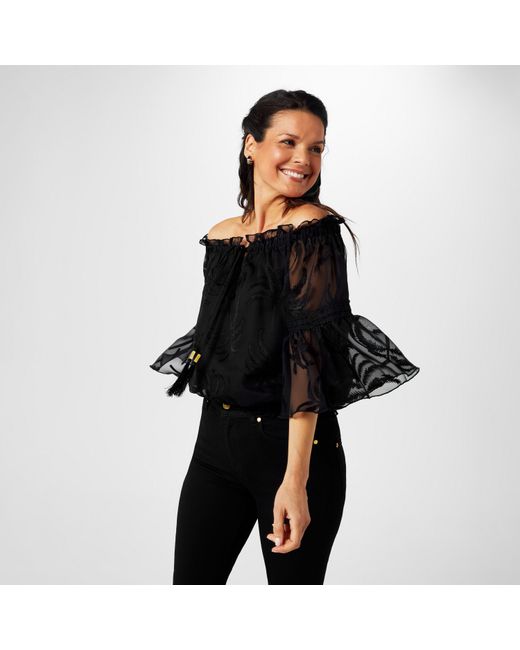 Biba Black Bardot Top