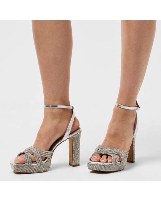 ALDO White Shimma Heeled Sandals