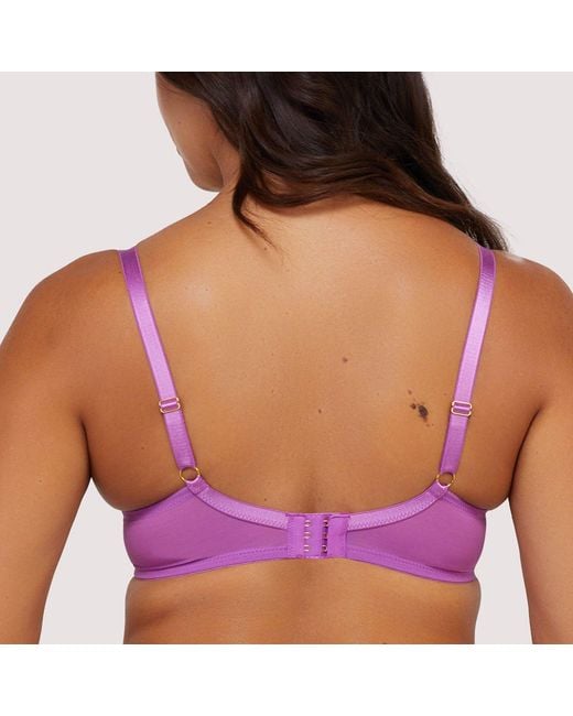 Playful Promises Purple Rosanna Long Line Embroidery Plunge Bra