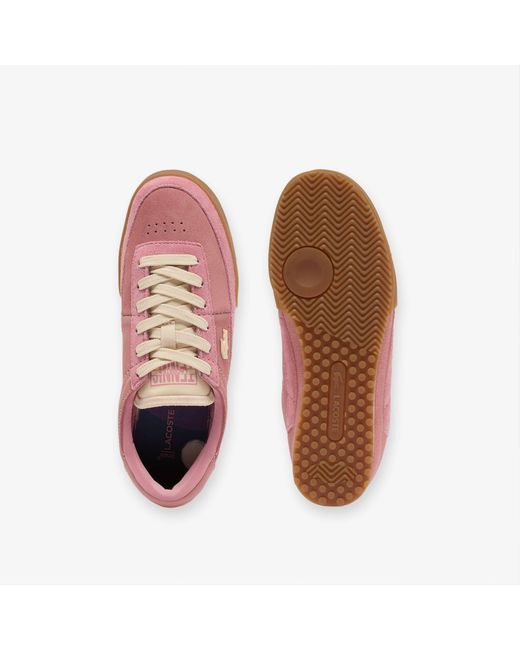 Lacoste Pink Aura Suede Low-Top Trainers