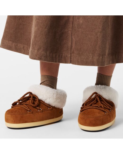 Moon Boot Brown Mule Water Resistant Slip On Snow Boots