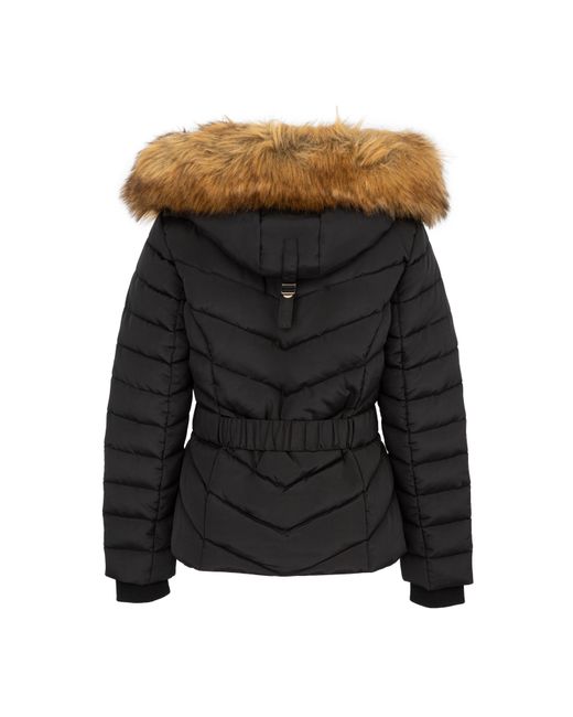 Firetrap Black Water Resistant Hooded Short Puffer Jacket
