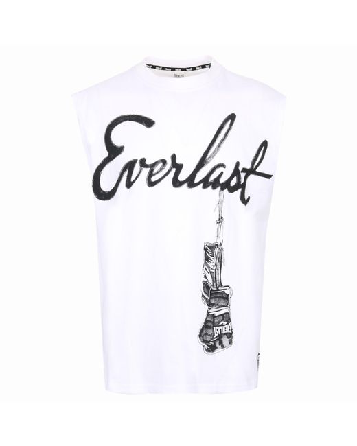 Everlast White Grph Cotton Sleeveless Tank Top for men