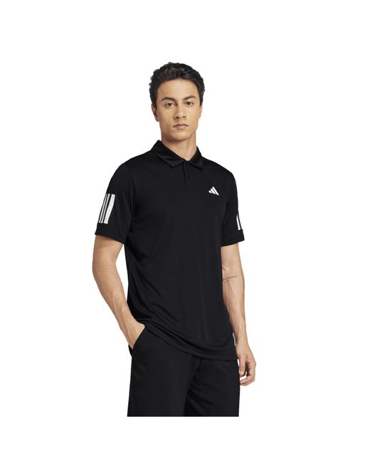 Adidas Black Club 3 Stripe Polo Shirt for men