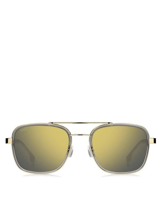 Boss Multicolor Double Bridge Round Sunglasses for men