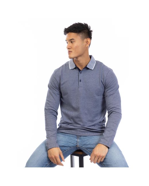 Peter Werth Blue Needham Long Sleeve Polo Shirt for men