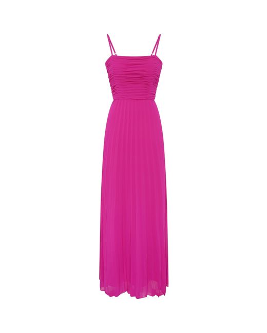 Gina Bacconi Pink Roberta Pleated Maxi Dress