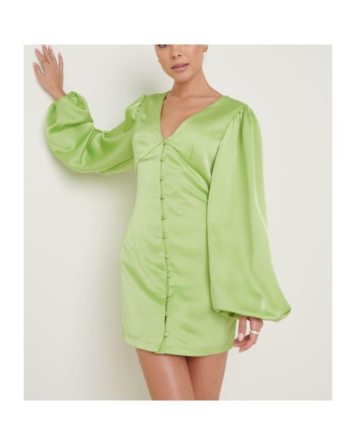 Pretty Lavish Green P Naya Satin Mini Dress