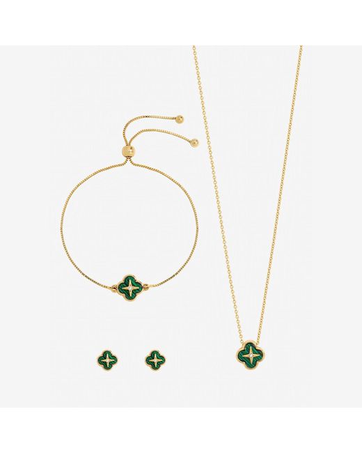 Jon Richard Blue Plated Malachite Clover Trio Set