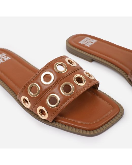 Where's That From Brown Pu Bonnie Flatform Sandal