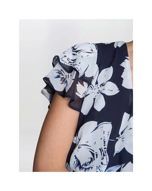 Gina Bacconi Blue Teresa Floral Chiffon Dress