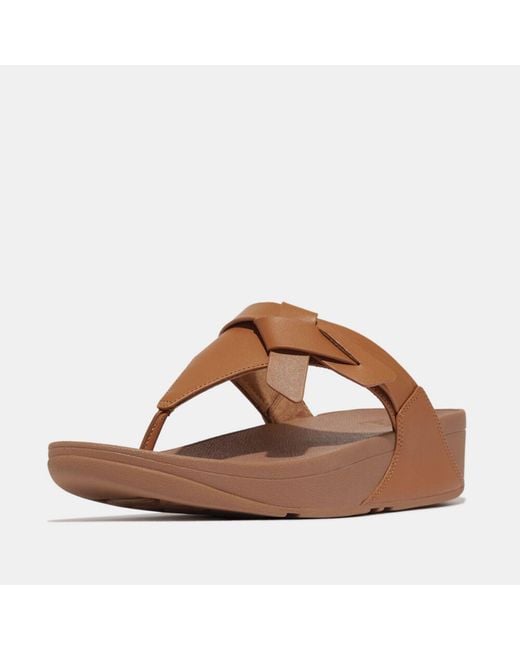 Fitflop Brown Lulu Folded-Knot Leather Toe-Post Sandals