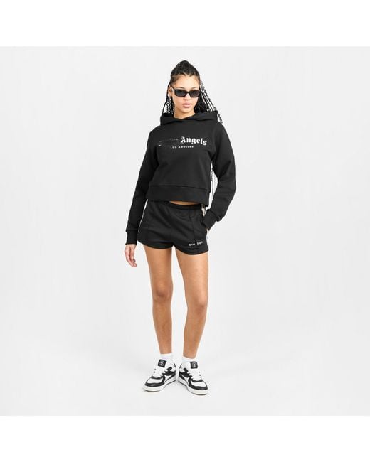 Palm Angels Black Over The Head Cropped Hoodie