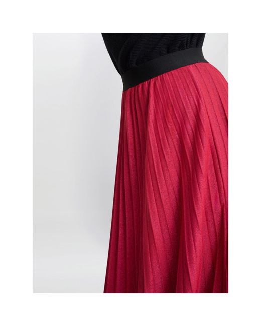 Gina Bacconi Red Ismay Metallic A-Line Skirt
