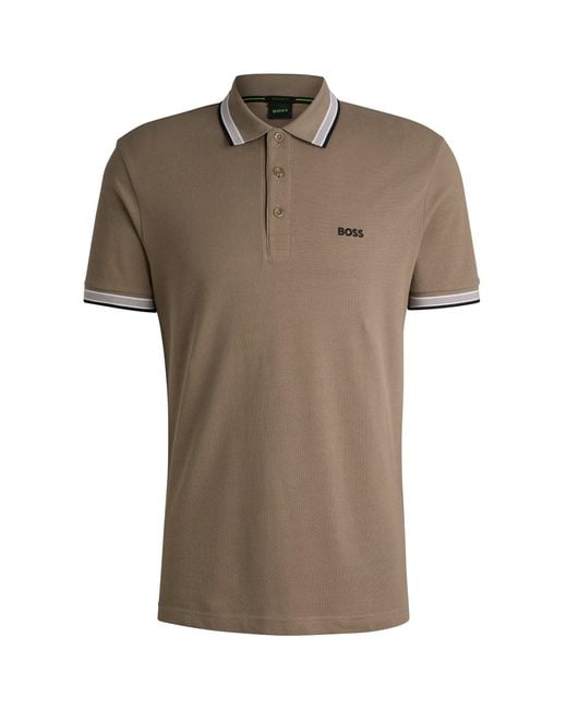 Boss Brown Paddy Polo Shirt With Contrast Tipping for men
