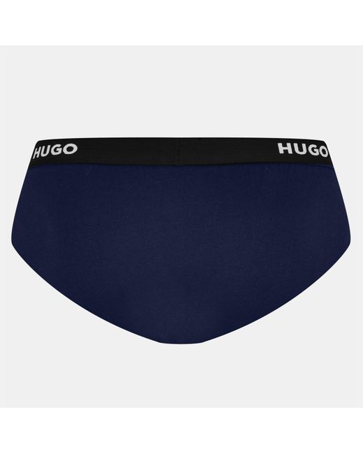 HUGO Blue 3-Pack Cotton Logo Briefs for men