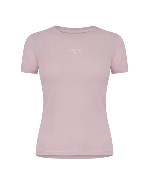 Guess Purple Star Print Slim Fit T-Shirt