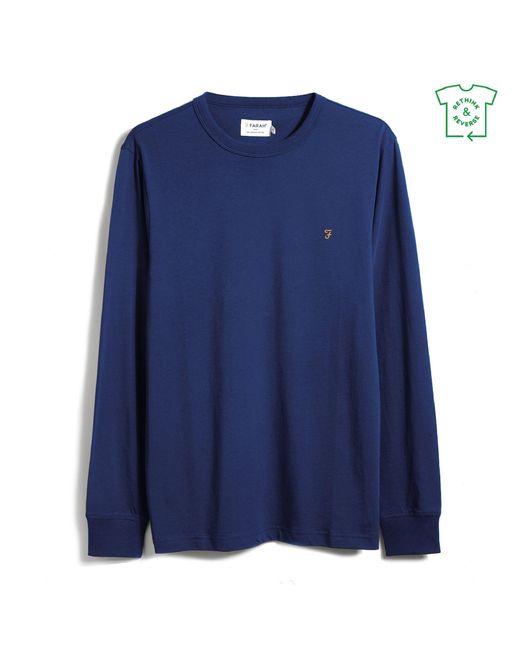 Farah Blue Long Sleeve Dennis T Shirt for men