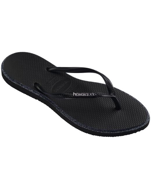 Havaianas Black Slim Point Glitter Flip Flops