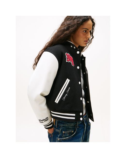 Tommy Hilfiger Black Contrast Trim Varsity Jacket