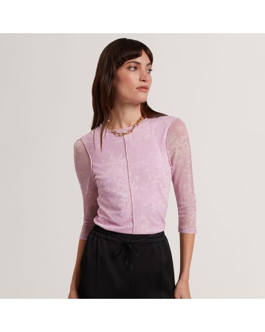 Ted Baker Pink Mesh Print Top