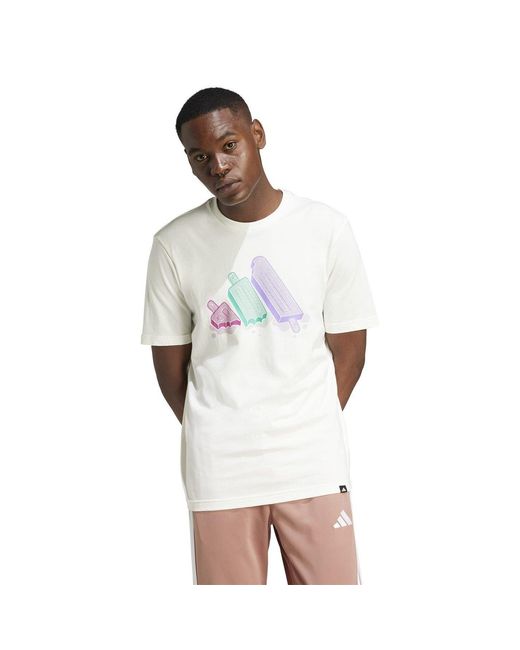 Adidas White Graphic Logo T-Shirt for men