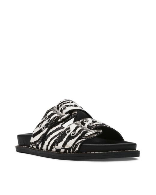Steve Madden Black Agent Zebra Print Flat Sandals