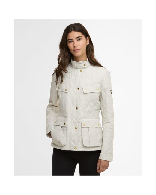 Barbour White Halsey Long Sleeve Quilted Jacket