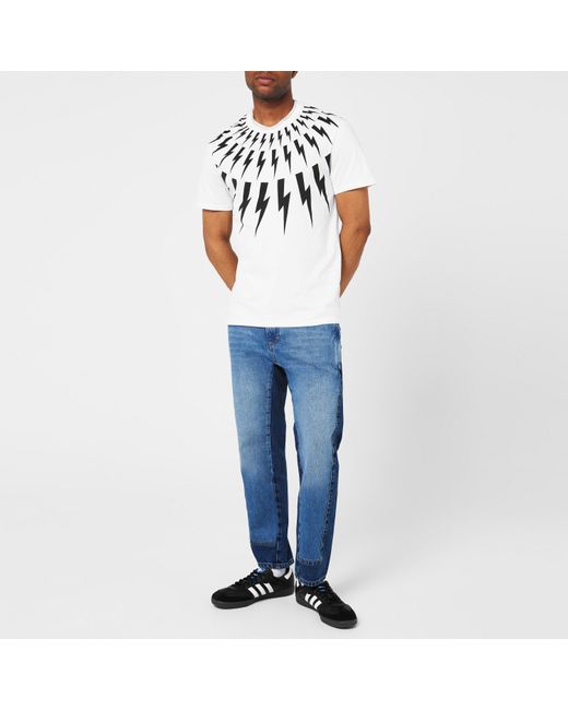 Neil Barrett White Lightning Bolt T Shirt for men