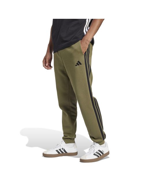 Adidas Green Essentials Fleece Tapered Cuff 3-Stripes Joggers for men