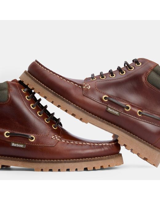 Barbour Brown Tiler Moc Flat Ankle Boots for men
