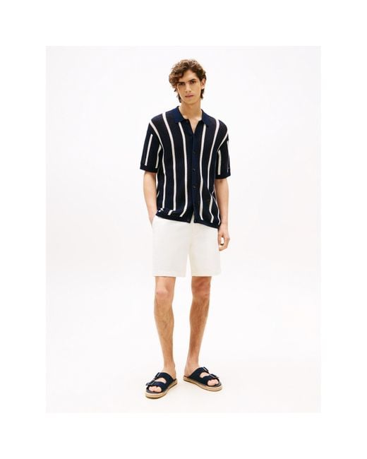 Tommy Hilfiger Blue Vertical Stripe Short Sleeve Shirt for men
