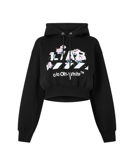 L/AB Off White Black Floral Cropped Hoodie