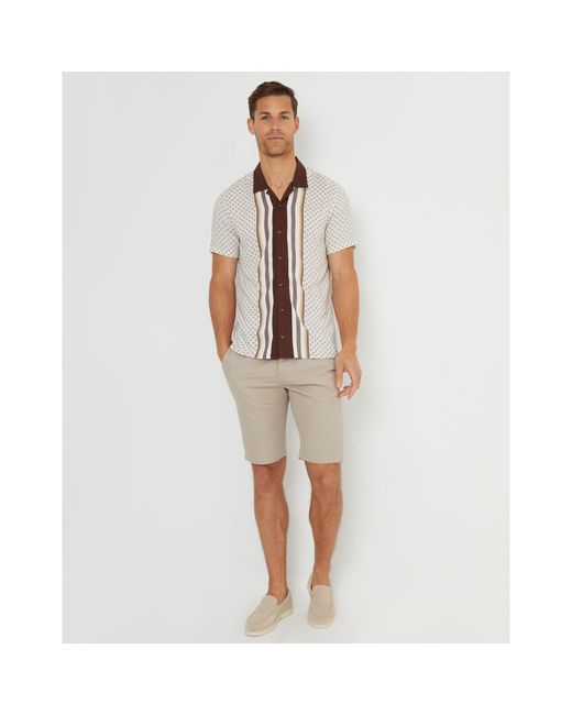 Threadbare Natural Short-Sleeve Patterned Shirt for men