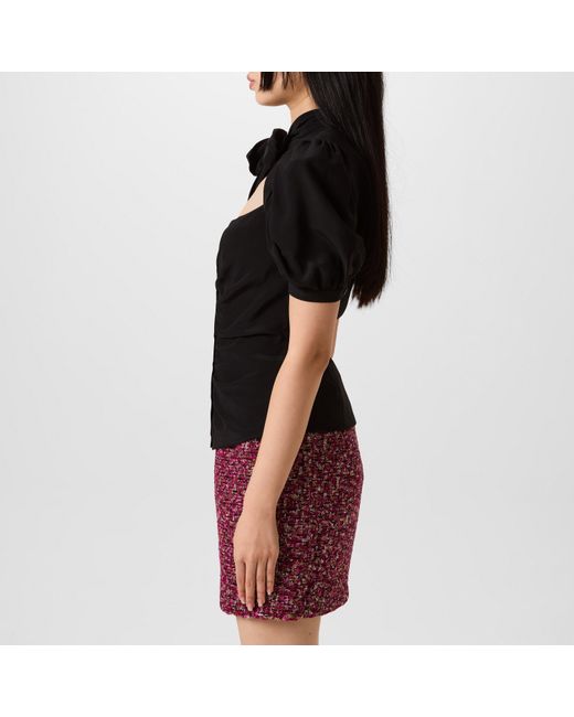 Alessandra Rich Black Draped Bow Blouse