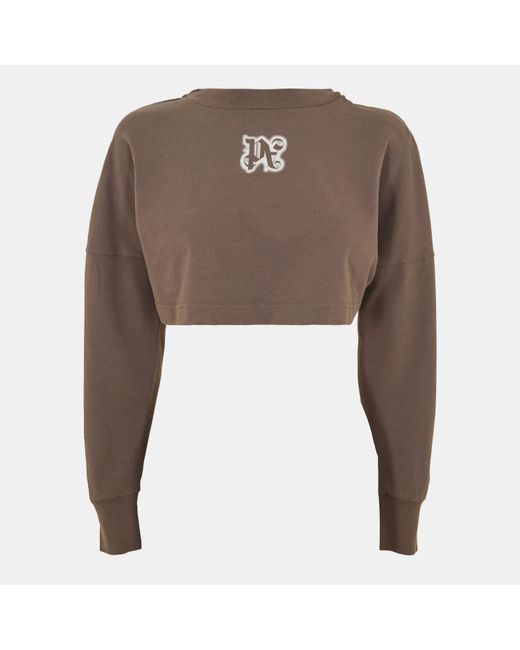 Palm Angels Brown Neon Logo Long Sleeve T-Shirt