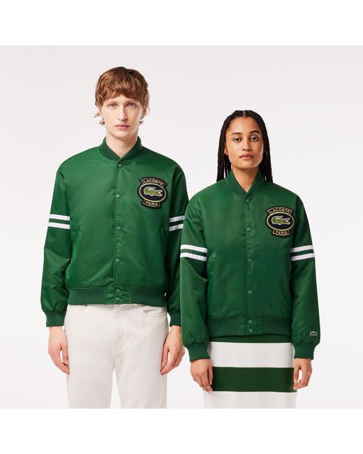 Lacoste Green Long Sleeve Varsity Jacket for men