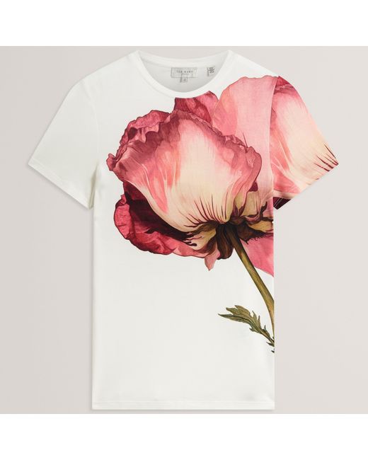 Ted Baker Pink Floral Graphic Soft Touch Fitted T-Shirt