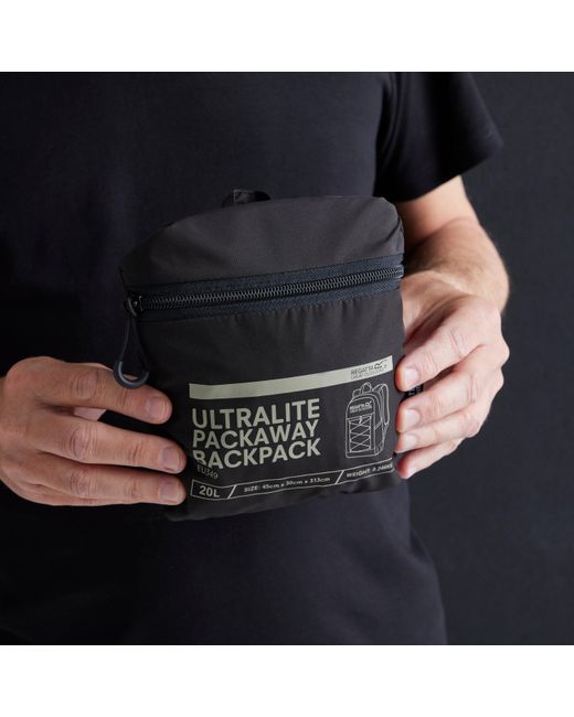 Regatta Black Ultralite Packaway 20L Water-Repellent Backpack