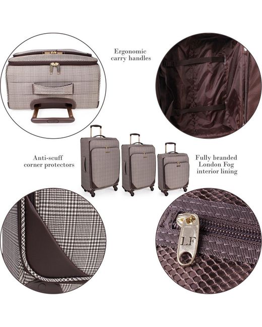 London Fog Multicolor Camberley Soft Shell Suitcase Luggage With Wheels