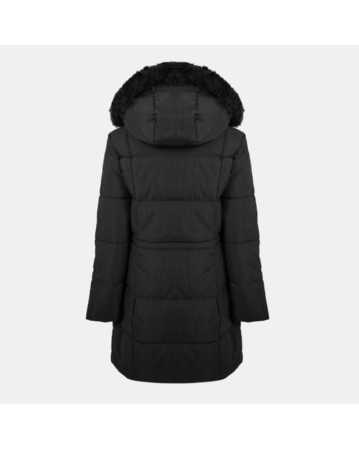DKNY Black Quilted Fur Hood Tailored Fit Medium Puffer Jacket