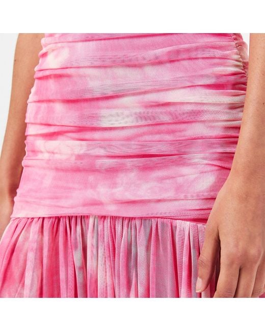 Bardot Pink Solana Strapless Tie Dye Ruched Maxi Dress