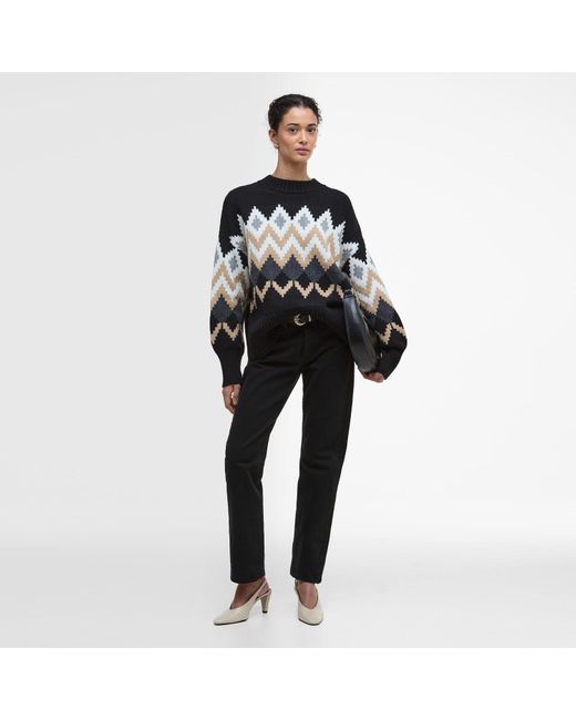 Barbour Black Cecilia Fair Isle Jumper