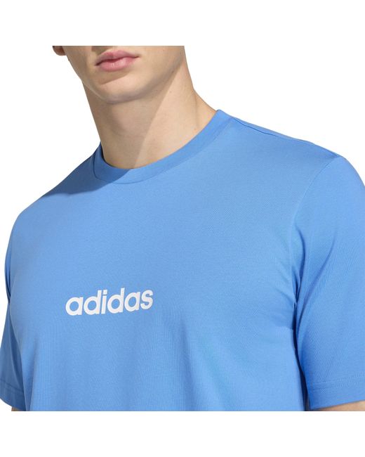 Adidas Blue Essentials Single Jersey Logo T-Shirt for men