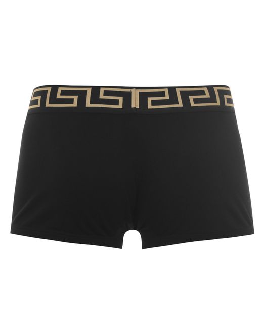 Versace Black Two Pack Greca Waistband Trunks for men