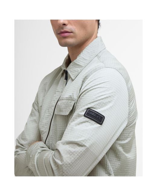 Barbour Gray Rosso Ripstop Long Sleeve Zip Overshirt for men