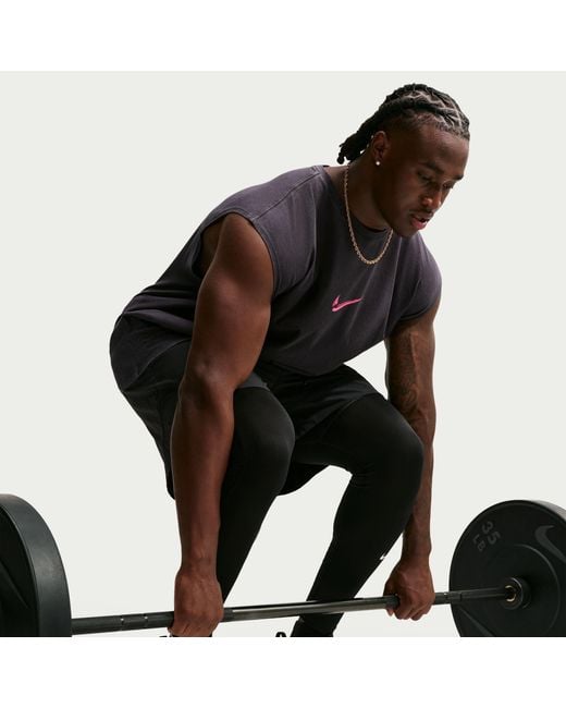 Nike Blue Pro Dri-Fit Crew-Neck Sleeveless Slim-Fit Vest for men