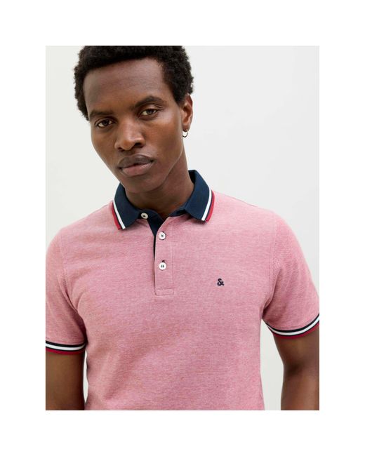 Jack & Jones Pink Paulos Pack Short Sleeve Polo Shirt for men