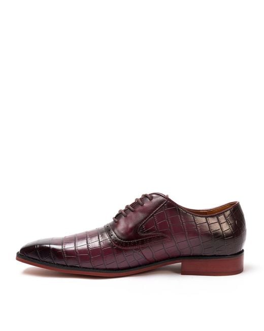 GIORGIO Red Leather Croc Oxford Dress Brogue Shoes for men